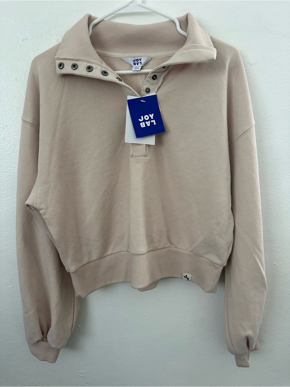JoyLab Women's Sweatshirt French Terry, NWT, Cream, Size XS